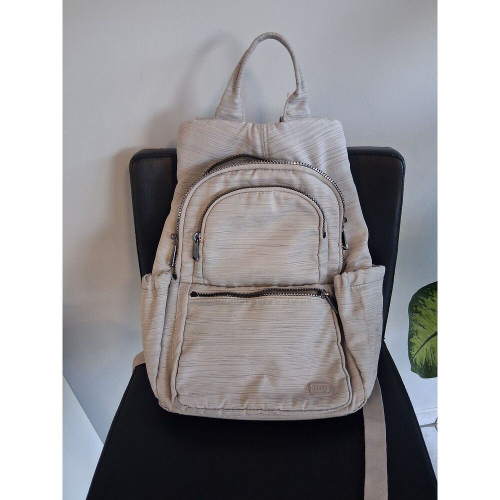 Lug Medium Gray Resistant Polyester Backpack in Zip Closure Multiple Pockets
